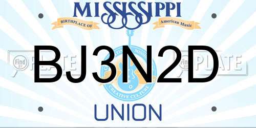 BJ3N2D Mississippi License Plate