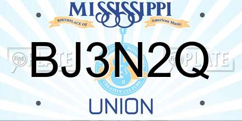 BJ3N2Q Mississippi License Plate