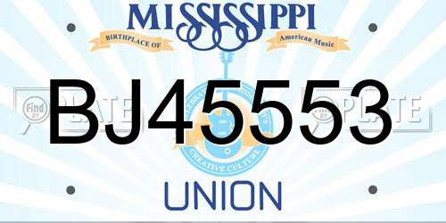 BJ45553 Mississippi License Plate