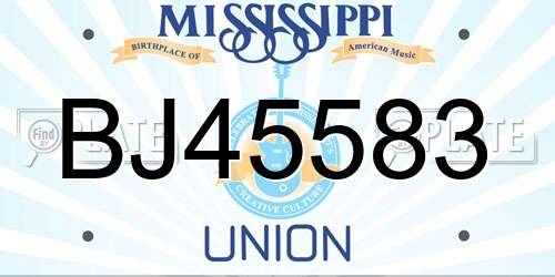 BJ45583 Mississippi License Plate