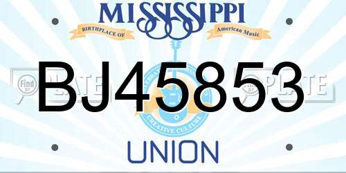 BJ45853 Mississippi License Plate