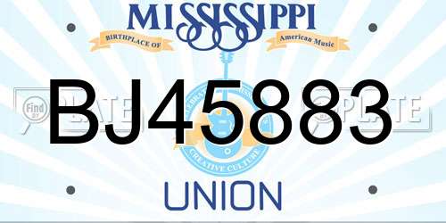 BJ45883 Mississippi License Plate