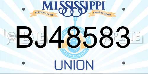 BJ48583 Mississippi License Plate