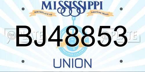 BJ48853 Mississippi License Plate
