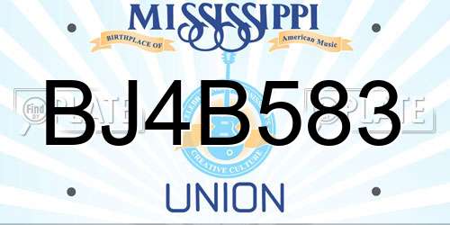BJ4B583 Mississippi License Plate