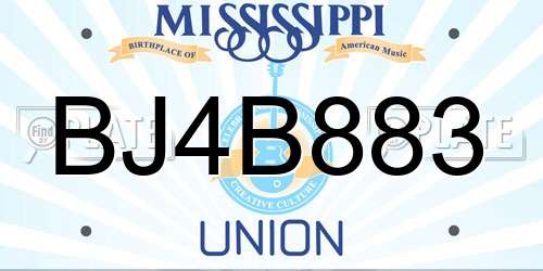 BJ4B883 Mississippi License Plate