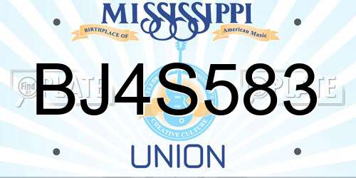 BJ4S583 Mississippi License Plate
