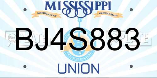 BJ4S883 Mississippi License Plate