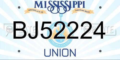 BJ52224 Mississippi License Plate