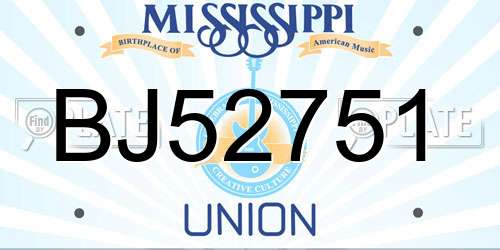 BJ52751 Mississippi License Plate