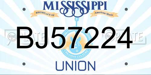 BJ57224 Mississippi License Plate