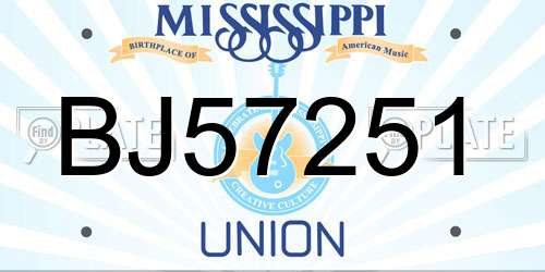 BJ57251 Mississippi License Plate