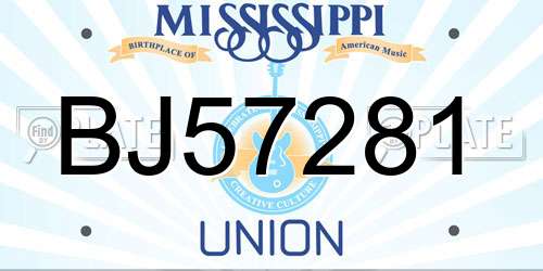 BJ57281 Mississippi License Plate