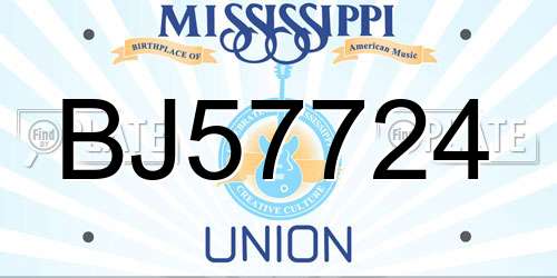 BJ57724 Mississippi License Plate