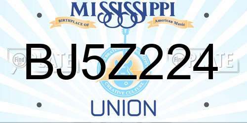BJ5Z224 Mississippi License Plate