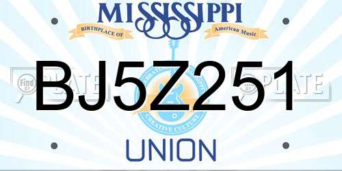 BJ5Z251 Mississippi License Plate