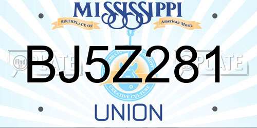 BJ5Z281 Mississippi License Plate