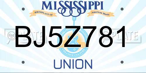 BJ5Z781 Mississippi License Plate