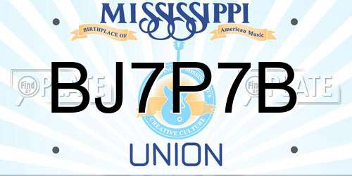 BJ7P7B Mississippi License Plate