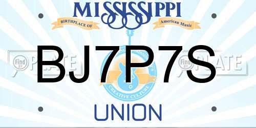 BJ7P7S Mississippi License Plate