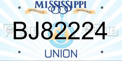 BJ82224 Mississippi License Plate