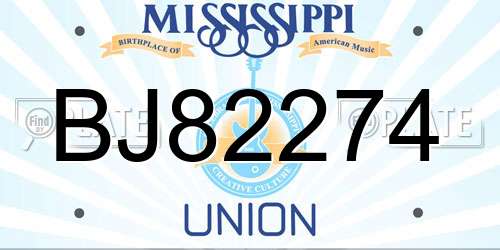 BJ82274 Mississippi License Plate