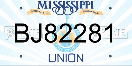 BJ82281 Mississippi License Plate