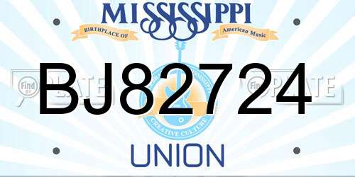 BJ82724 Mississippi License Plate