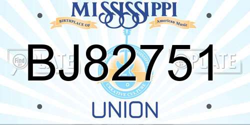 BJ82751 Mississippi License Plate