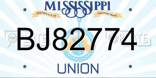 BJ82774 Mississippi License Plate