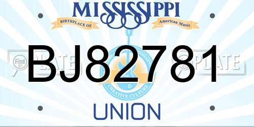 BJ82781 Mississippi License Plate