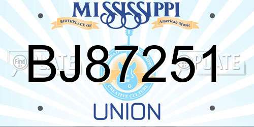 BJ87251 Mississippi License Plate