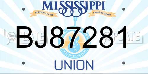 BJ87281 Mississippi License Plate
