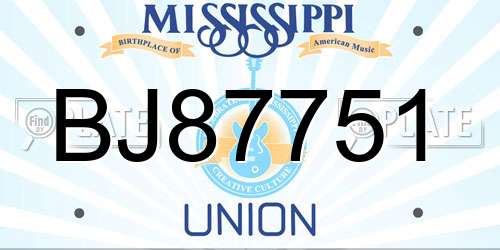 BJ87751 Mississippi License Plate