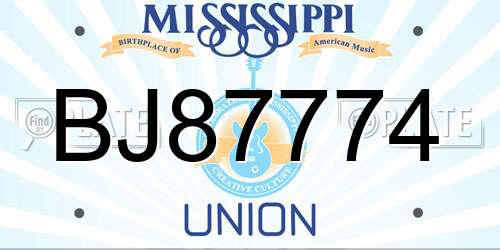 BJ87774 Mississippi License Plate