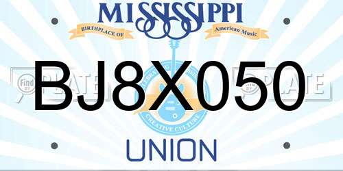 BJ8X050 Mississippi License Plate