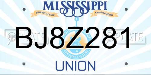 BJ8Z281 Mississippi License Plate