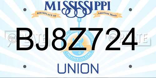 BJ8Z724 Mississippi License Plate