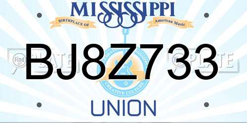BJ8Z733 Mississippi License Plate