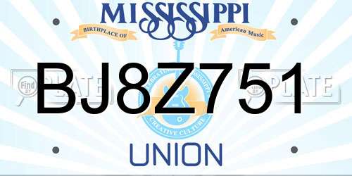 BJ8Z751 Mississippi License Plate