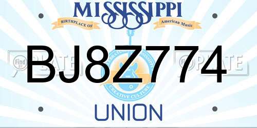 BJ8Z774 Mississippi License Plate