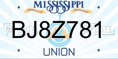BJ8Z781 Mississippi License Plate