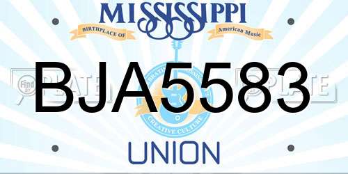 BJA5583 Mississippi License Plate