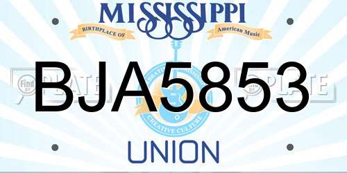 BJA5853 Mississippi License Plate