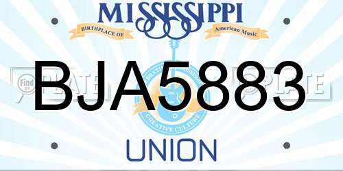 BJA5883 Mississippi License Plate