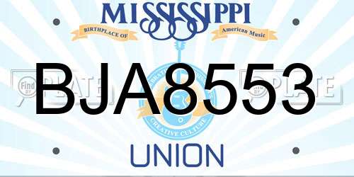 BJA8553 Mississippi License Plate