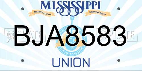 BJA8583 Mississippi License Plate