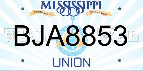 BJA8853 Mississippi License Plate