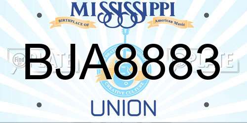 BJA8883 Mississippi License Plate