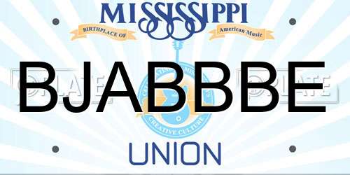 BJABBBE Mississippi License Plate